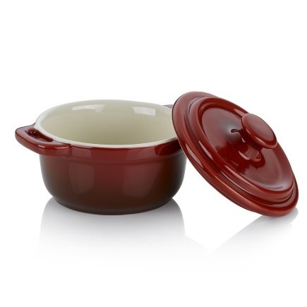 Servírovací a zapékací mísa Kela KL-11839 Malin keramická červená s poklicí 9,5cm 14,0cm (2)