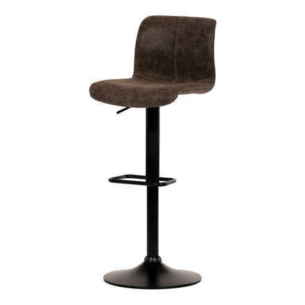 Barová židle Autronic Židle barová, hnědá látka v imitaci broušené kůže, černá podnož, výškově stavitelná (AUB-806 BR3)