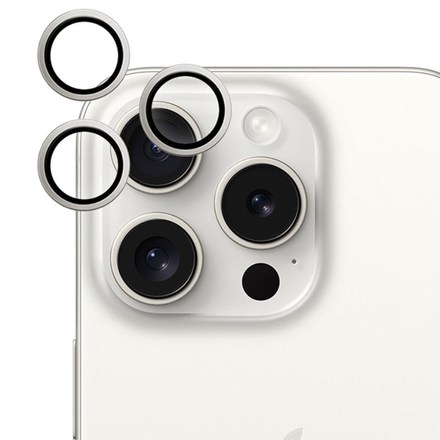 Tvrzené sklo Epico Aluminium Lens Protector na Apple iPhone 15 Pro/ 15 Pro Max - stříbrné