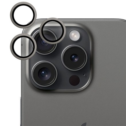 Tvrzené sklo Epico Aluminium Lens Protector na Apple iPhone 15 Pro/ 15 Pro Max - černé
