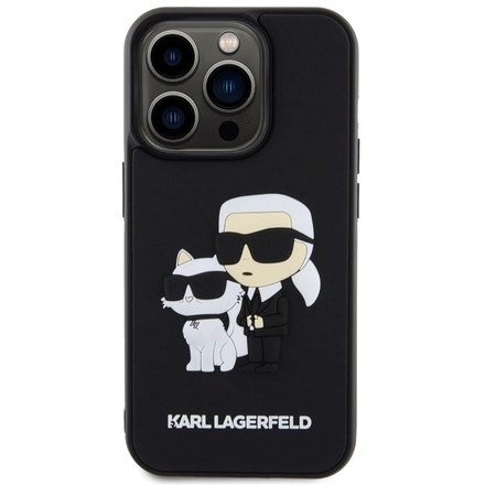 Kryt na mobil Karl Lagerfeld 3D Rubber Karl and Choupette na Apple iPhone 15 Pro - černý