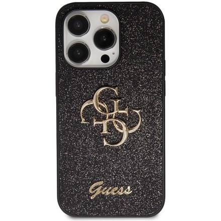 Kryt na mobil Guess Fixed Glitter 4G Metal Logo na Apple iPhone 15 Pro Max - černý