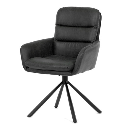Moderní jídelní židle Autronic Jídelní židle šedá látka, otočný mechanismus P 90° + L90° s vratným mechanismem - funkce reset, černý kov (DCH-356 GREY2)