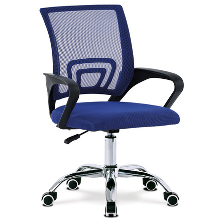 Kancelářská židle Autronic potah modrá látka MESH a síťovina MESH, výškově nastavitelná, kovový chromovaný kříž (KA-L103 BLUE)
