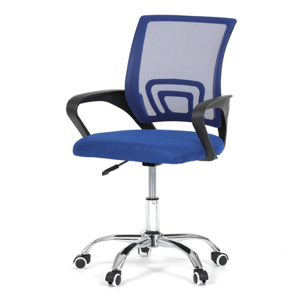 Kancelářská židle Autronic potah modrá látka MESH a síťovina MESH, výškově nastavitelná, kovový chromovaný kříž (KA-L103 BLUE)
