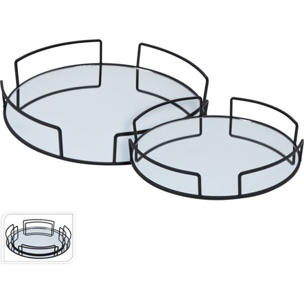Sada servírovacích podnosů Excellent KO-HZ1230100 2 ks kov / sklo