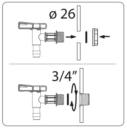 Kohoutek k sudu na dešťovou vodu Prosperplast kohoutek k sudu na dešťovou vodu CANTAP 1 černý (2)