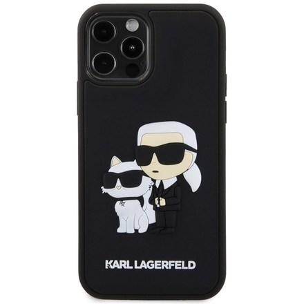 Kryt na mobil Karl Lagerfeld 3D Rubber Karl and Choupette na Apple iPhone 12/ 12 Pro - černý