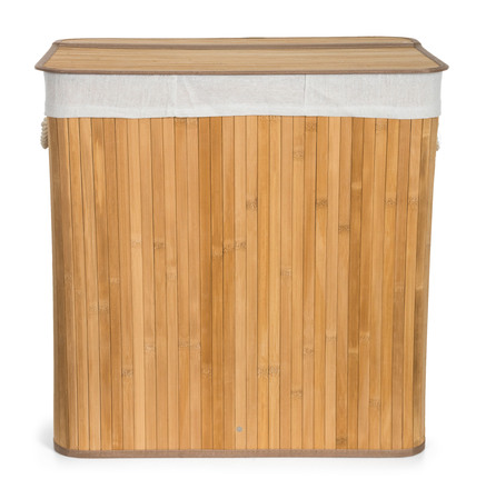 Koš na prádlo G21 150 l s rozdělovači, bambusový s bílým košem (1)