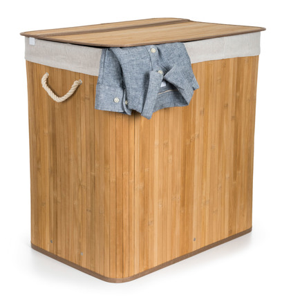 Koš na prádlo G21 150 l s rozdělovači, bambusový s bílým košem (2)