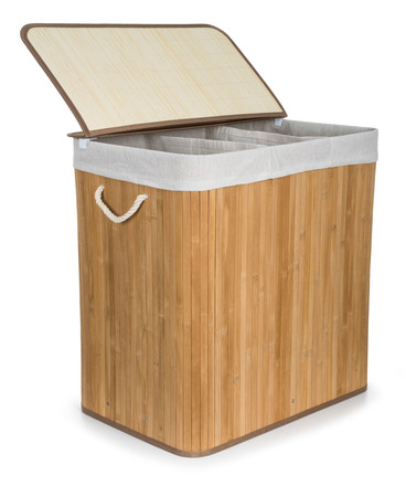 Koš na prádlo G21 150 l s rozdělovači, bambusový s bílým košem (3)