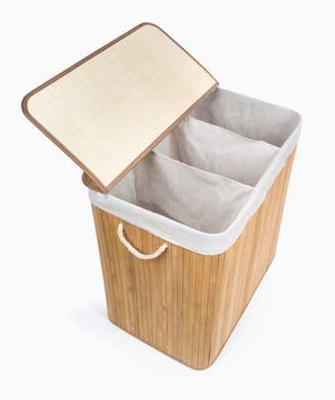 Koš na prádlo G21 150 l s rozdělovači, bambusový s bílým košem (4)