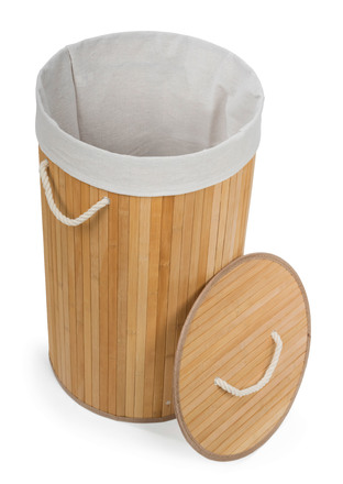 Koš na prádlo G21 72 l, bambusový s bílým košem (4)