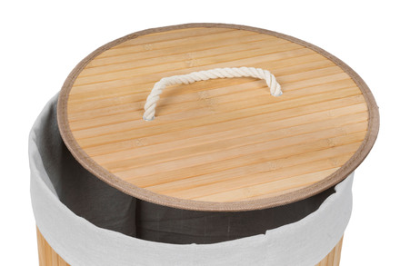 Koš na prádlo G21 72 l, bambusový s bílým košem (5)