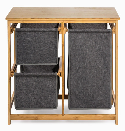 Koš na prádlo G21 38 l s úložnými boxy, bambusový (1)