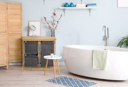 Koš na prádlo G21 38 l s úložnými boxy, bambusový (10)