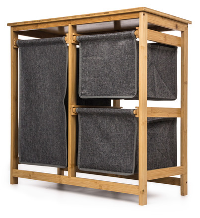 Koš na prádlo G21 38 l s úložnými boxy, bambusový (2)