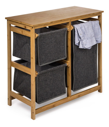 Koš na prádlo G21 38 l s úložnými boxy, bambusový (5)