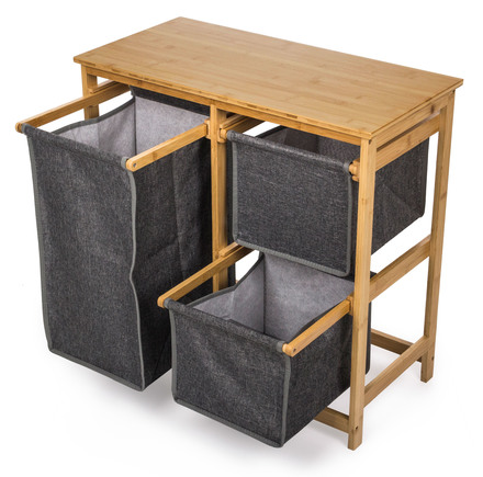 Koš na prádlo G21 38 l s úložnými boxy, bambusový (6)