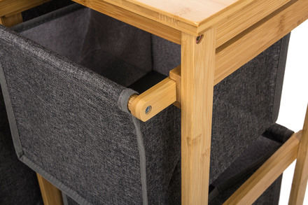 Koš na prádlo G21 38 l s úložnými boxy, bambusový (8)