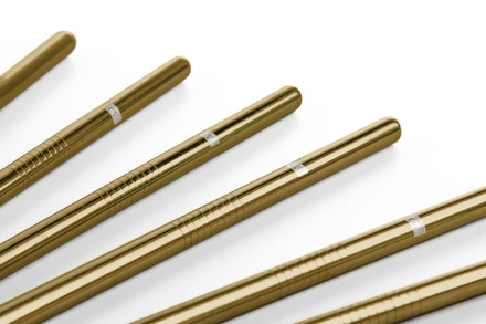 Kovová brčka G21 BeEco Classic 6 ks zlatá, rovná + kartáček na čištění (1)