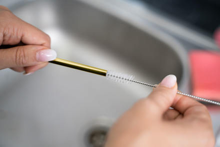 Kovová brčka G21 BeEco Classic 6 ks zlatá, rovná + kartáček na čištění (4)