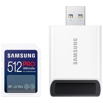 Paměťová karta Samsung SDXC PRO Ultimate 512GB (200R/ 130W) + USB adaptér