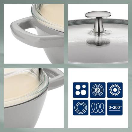 Farmářská pánev Kela KL-12614 Calido litinová světle šedá kulatá 16,0cm 28,0cm 3,8l (3)