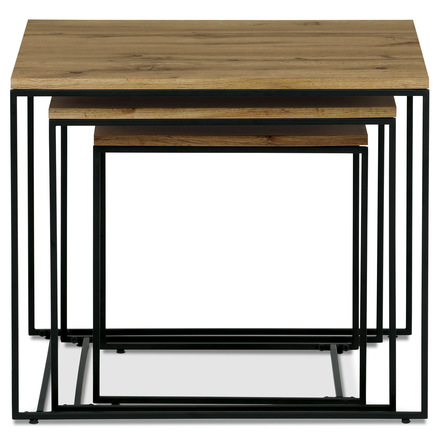 Konferenční stolky Autronic Sada 3 konferenčních stolů, MDF deska, dekor divoký dub, černý kov (AF-3008 OAK) (4)