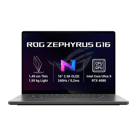 Herní notebook 16 Asus ROG Zephyrus G16/GU605MZ/U9-185H/16&apos;&apos;/2560x1600/32GB/2TB SSD/RTX 4080/W11H/Gray/2R (GU605MZ-NEBULA026W)