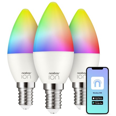 Chytrá žárovka Niceboy ION SmartBulb RGB E14, 6W, 3 ks