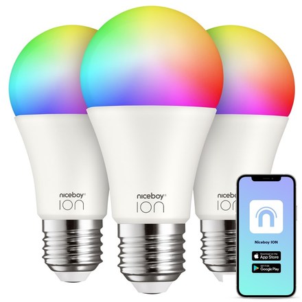 Chytrá žárovka Niceboy ION SmartBulb RGB E27, 12W, 3 ks
