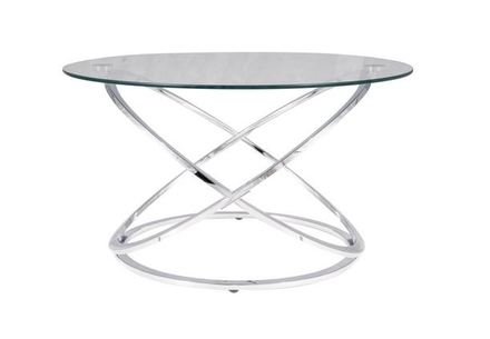 Konferenční stolek Signal EOS B kulatý, chrom/stříbrná, tvrzené sklo čiré, 80x80 cm