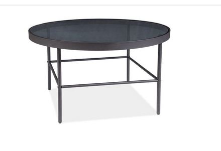 Konferenční stolek Signal VANESSA kulatý, kov černá, tvrzené sklo černé, 80x80 cm