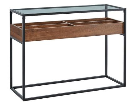 Konzolový stolek Signal HARMONY C tvrzené sklo, rám: kov + lamino deska, barva: černá/ořech 40x110 cm