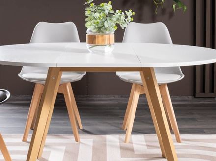Rozkládací jídelní stůl Signal OPERA 102 (144)x73 bílá mat/buk (5)