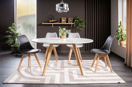 Rozkládací jídelní stůl Signal OPERA 102 (144)x73 bílá mat/buk (4)