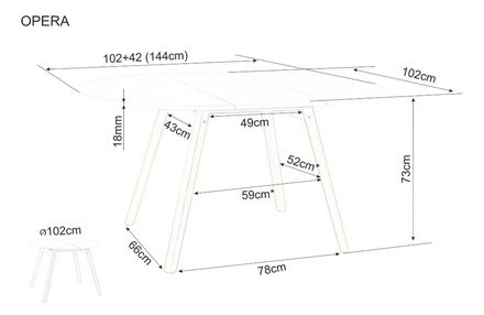 Rozkládací jídelní stůl Signal OPERA 102 (144)x73 bílá mat/buk (6)