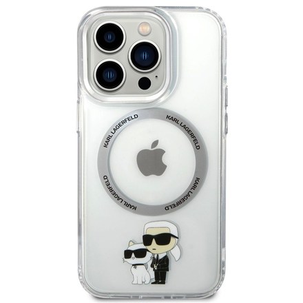 Kryt na mobil Karl Lagerfeld IML Karl and Choupette NFT MagSafe na Apple iPhone 15 Pro - průhledný