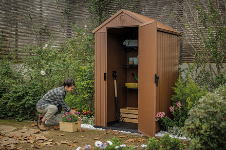 Zahradní domek Keter Darwin 4 x 4 hnědý, s podlahou (2)