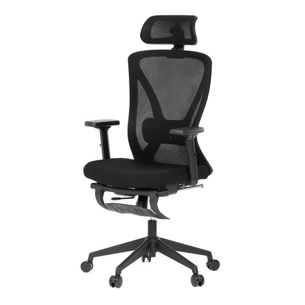 Kancelářská židle Autronic Židle kancelářská, černá MESH, plastový kříž, opěrka nohou, posuvný sedák, 2D područky (KA-S257 BK)