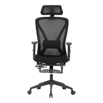 Kancelářská židle Autronic Židle kancelářská, černá MESH, plastový kříž, opěrka nohou, posuvný sedák, 2D područky (KA-S257 BK) (1)