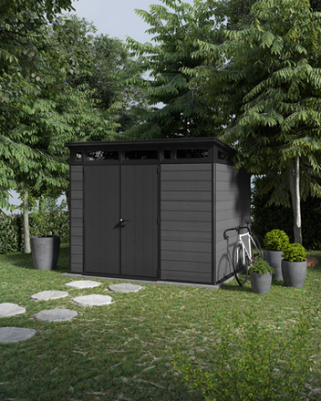 Zahradní domek Keter Cortina 9x7 grafitový, s podlahou (1)