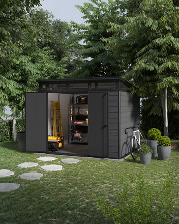 Zahradní domek Keter Cortina 9x7 grafitový, s podlahou (2)