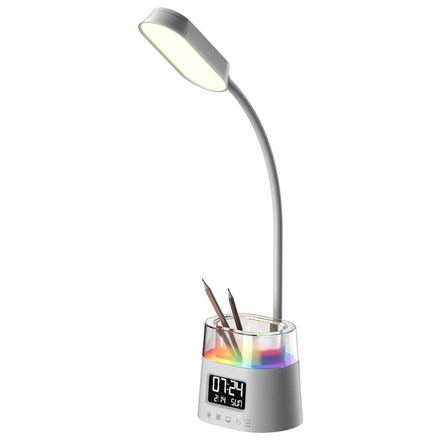 Stolní LED lampička Immax 08980L FRESHMAN s RGB podsvícením, 10W, 350lm, držák na tužky - bílá
