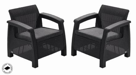 Zahradní křesla Keter Corfu duo set dvou křesel grafitový