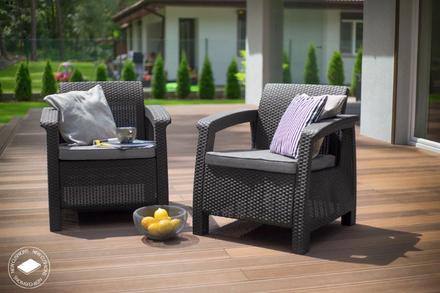 Zahradní křesla Keter Corfu duo set dvou křesel grafitový (2)