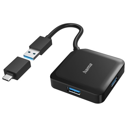 USB Hub Hama USB, USB-C/ 4x USB 3.2 Gen 1 - černý