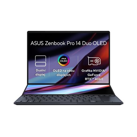 Notebook 14 Asus Zenbook Pro Duo 14 OLED/UX8402VV/i9-13900H/14,5&apos;&apos;/2880x1800/T/32GB/2TB SSD/RTX 4060/W11P/Black/2 (UX8402VV-OLED037X)