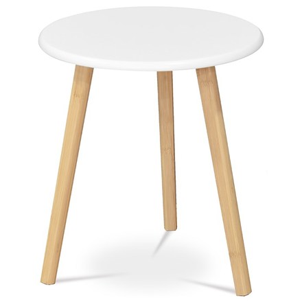 Konferenční stůl Autronic Stůl konferenční 40x40x45 cm,  MDF bílá deska,  nohy bambus přírodní odstín (AF-1142 WT)